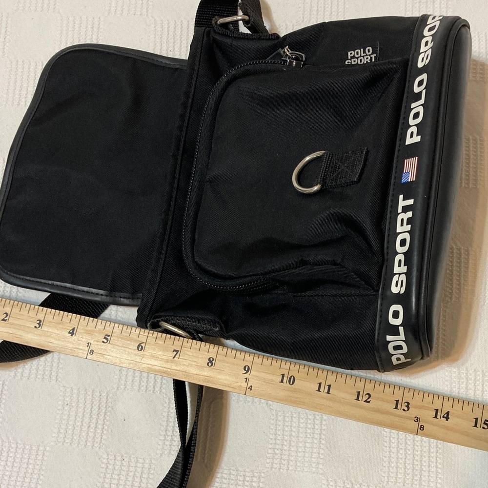 VINTAGE POLO SPORT RALPH LAUREN BLACK NYLON CROSS BODY BLACK BAG - Picture 12 of 16